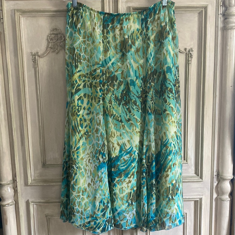 Ruby Rd. Sz16 Flowy Long Lightweight Skirt Paneled Polyester Elastic Waist